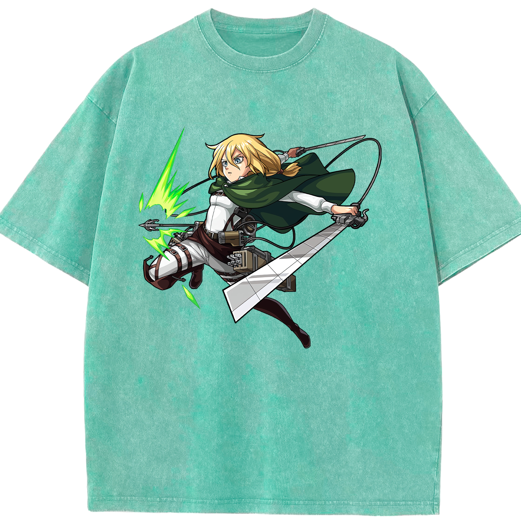 （画像用） 進撃の巨人 クリスタ·レンズ Attack on Titan Christa Lenz 綿100% ヴィンテージ風 半袖Tシャツ（フロントプリント）